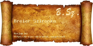Breier Szironka névjegykártya